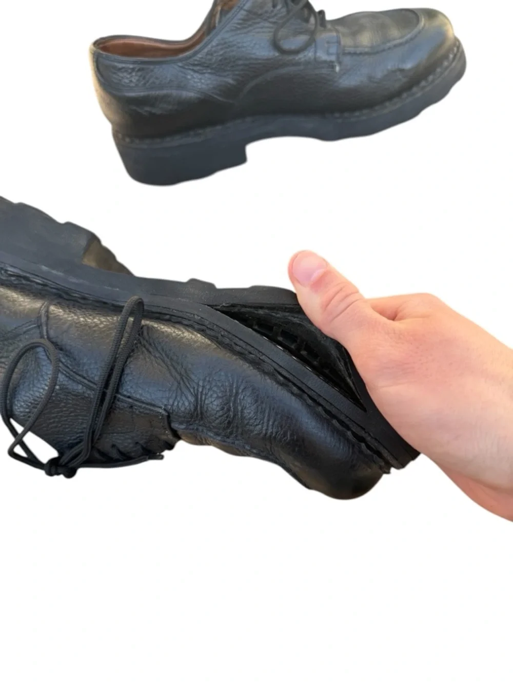 Paraboot Chambord Leather Derby Shoes in Black 6.5 UK 7.5 US Lace France